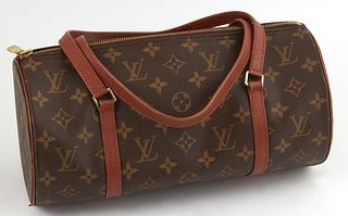 Louis Vuitton Brown Monogram Coated Canvas 30 Papillon Shoulder Bag, the double coated canvas straps with brass hardware, the zipper...