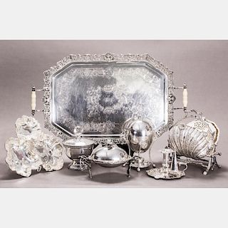 A Miscellaneous Collection of English Silver Plated Serving Items, 20th Century.