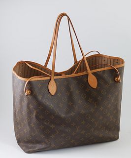 Louis Vuitton Brown Monogram Coated Canvas GM Neverfull Shoulder Bag, the vachetta trim and straps with golden brass hardware, openi...