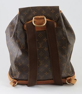 Louis Vuitton Brown Monogram Coated Canvas GM Montsouris Back Pack, the back with adjustable canvas and vachetta leather straps and ...
