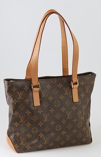 Louis Vuitton Cabas Piano Coated Canvas Monogram Shoulder Bag, the interior of the bag lined in brown canvas, with a zip closure sid...