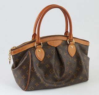 Louis Vuitton Tivoli PM Coated Canvas Brown Monogram Shoulder Bag, with vachetta double handles and gold hardware, the interior of t...