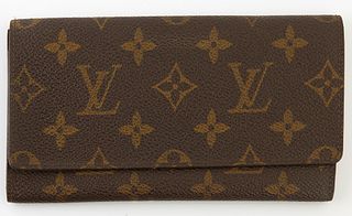 Louis Vuitton Vintage Long Flap Wallet, the brown monogram coated canvas, opening to two bill compartments, H