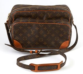 Louis Vuitton Brown Monogram Coated Canvas Nil Shoulder Bag, the adjustable strap with vachetta leather and brass accents, with fron...