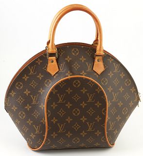 Louis Vuitton Brown Monogram Coated Canvas Ellipse MM Bag, the double vachetta leather straps with brass hardware, opening to a ligh...