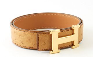 Hermes Ostrich Leather H Belt