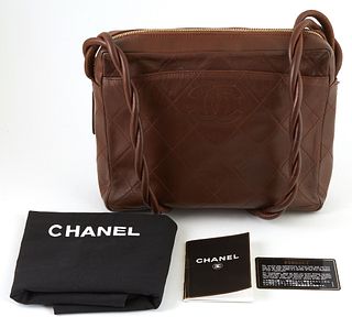 Chanel Brown Leather Twisted Strap Camera Bag, c
