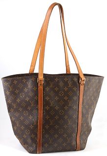 Louis Vuitton Brown Monogram Coated Canvas PM Sac Shopping Shoulder Bag, with golden brass hardware and vachetta leather straps and ...