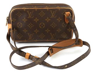 Louis Vuitton Brown Monogram Coated Canvas Marly Bandouliere Shoulder Bag, the adjustable vachetta leather strap with brass accents,...