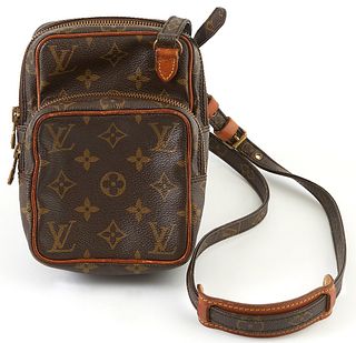 Louis Vuitton Brown Coated Monogram Canvas Mini Amazone Shoulder Bag, the adjustable shoulder strap with vachetta leather and brass ...