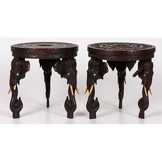 A Pair of Elephant Carved Stands