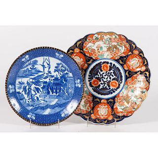 Two Porcelain Chargers, Imari & Blue Willow