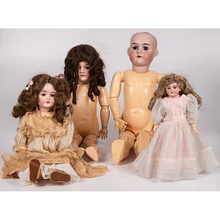 Four German Bisque Head Dolls