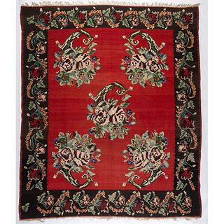 A Floral Hooked Rug