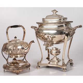 An E.G. Webster Silverplated Kettle and A Hot Water Urn