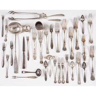 An Assembled Group of Sterling Silver and Silverplated Flatware