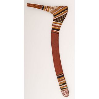 A Painted Wood Hunting Boomerang