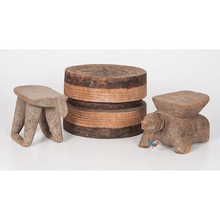 Three African Carved Stools