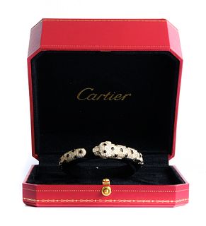 Attr. Cartier 18K YG Diamonds Panther Bracelet