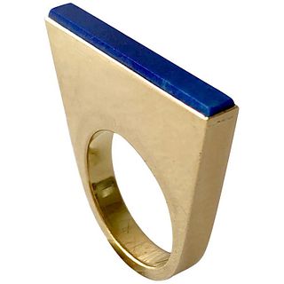 1970s Sigurd Persson 18 Karat Gold Lapis Lazuli Swedish Modernist Ring