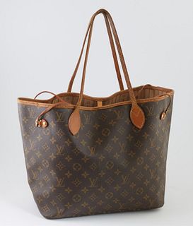 Louis Vuitton Brown Monogram Coated Canvas MM Neverfull Shoulder Bag, the vachetta straps with golden brass hardware, opening to a l...