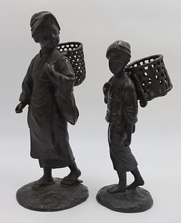 Two Signed Bronze Japanese Standing Figures.