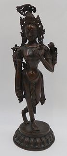 19th C Tibetan Bronze Standing Female Deity.