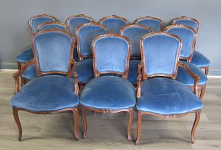 Set Of 12 Louis XV Style Upholstered Chairs.