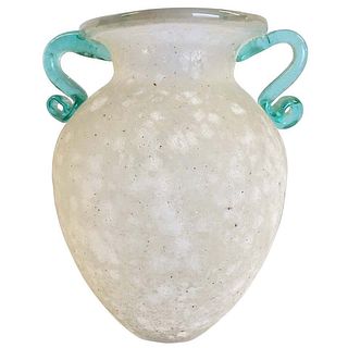 Italian Corrosi Glass Vase Signed