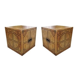 Side Tables in Casters & Geometric Design by Drexel