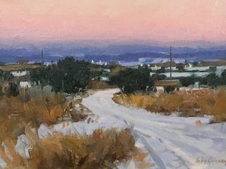 Irby Brown Oil on Canvas Twilight in Santa Fe