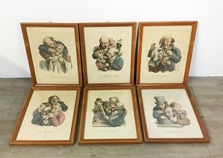 6 Louis-Leopold Boilly Color Engravings