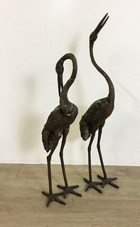Large Companion Bronze Cranes