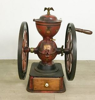 Double Wheel Painted Cast Iron Coffee Grinder