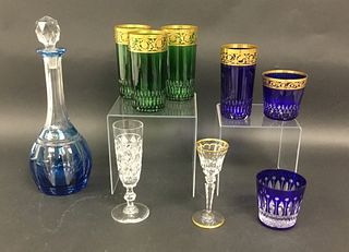 9 Piece Saint Louis Crystal French Glass Grouping
