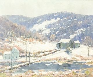Arthur JE Powell Oil on Canvas Winter Landscape