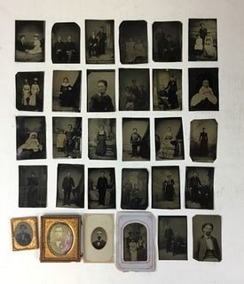 Grouping of 30 Daguerreotypes & Tintypes