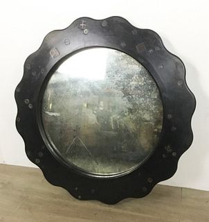 Mirror With Slate Frame and Inset Stones