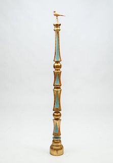Large Italian Painted and Parcel-Gilt Wooden Pepper Mill