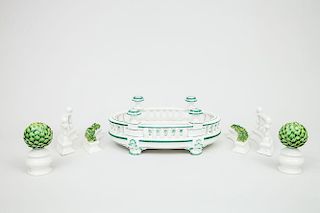 Italian Majolica Porcelain Seven-Part Centerpiece