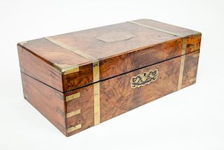 Victorian Brass-Mounted Figured Walnut Traveling Desk