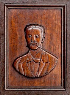 Three French Relief-Carved Wood Portrait Plaques
