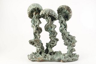 Stone and Bronze Jellyfish Sculpture by Attila Tivadar