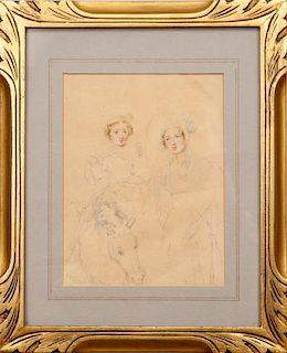 Continental School: Study of Two Female Figures and a Horse