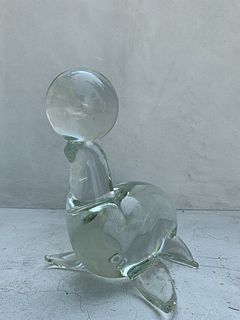 Licio Zanetti Lead Crystal Seal Sculpture