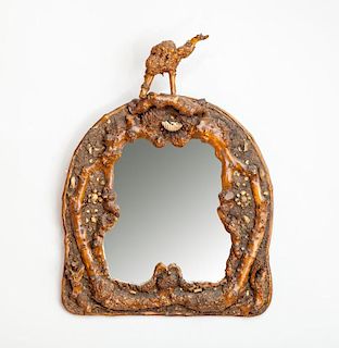 French Seashell, Pebble, Boxwood and Branch Mirror, Circa 1900