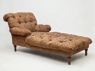 Victorian Style Button-Tufted Mahogany Chaise Longue