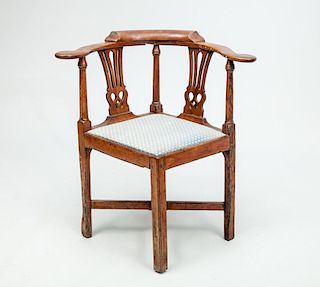 George III Style Walnut Corner Armchair
