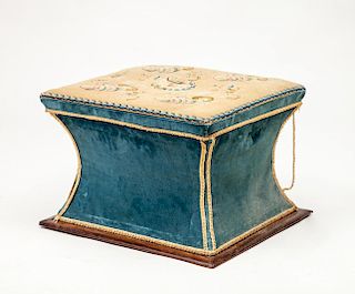 Victorian Upholstered and Needlework Footstool