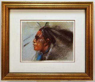 Clifford Beck Native American Pastel Drawing
